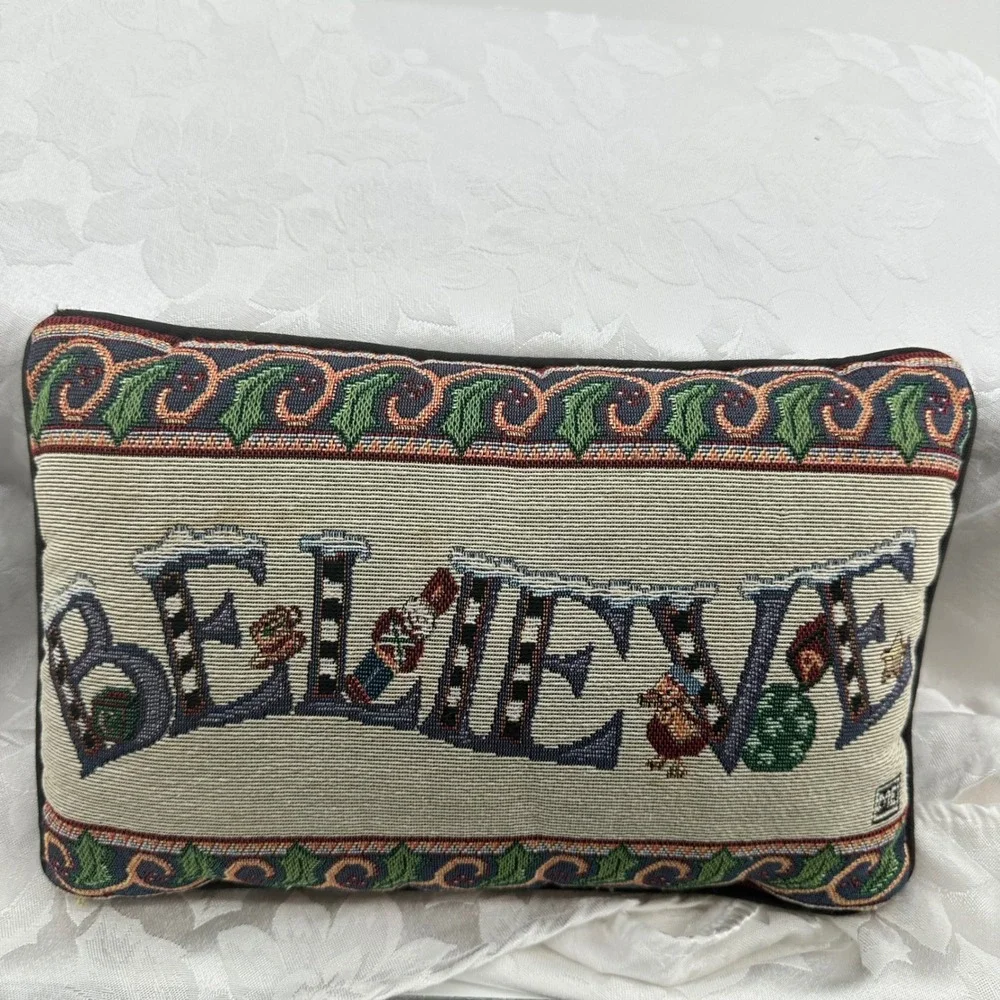 Unbranded Christmas Tapestry Pillows Multicolor Good Nutcracker Believe Set 2